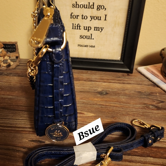 SOLD...NWT $345 BRAHMIN Mod Shayna Ink Leontyne leather CROSSBODY (navy blue) - Picture 4 of 5